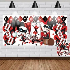 Harley Quinn Birthday Banner Backdrop Poster Background Vinyl Party Decor