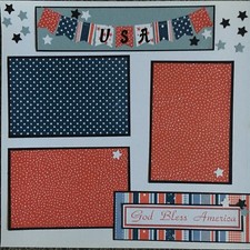 Hand Made 4th Of July USA scrapbook Title Piece Mat Embellishment