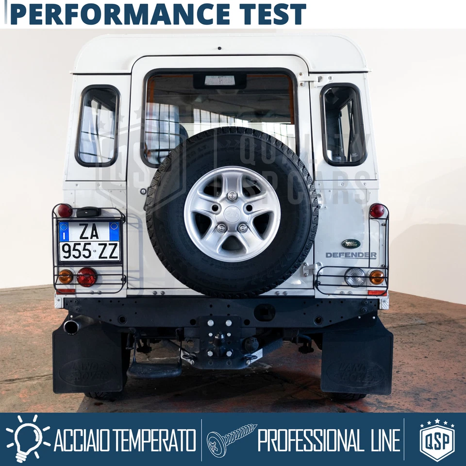 Portatarga POSTERIORE per Land Rover Defender Quadrato Kit COMPLETO in ACCIAIO - Immagine 2 di 4
