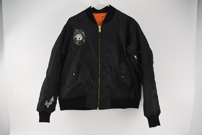 Rothco Mens Black Bomber Flight Jacket MA-1 W/ Patches Size M