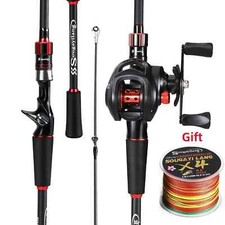 Casting Reel and Rod Set 1.8m 2.1m Carbon Fiber Casting Lure Rod Max Drag 8kg