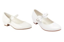 Mädchen High Heel Lack Mary Jane Schuhe Knöchelriemen & Schleife für Hochzeit Kommunion