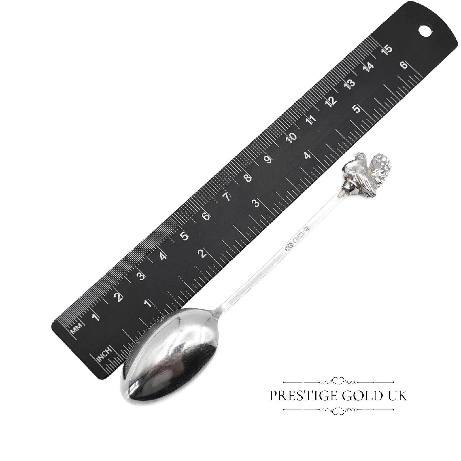 Antique Small Solid Silver Fancy Chicken Spoons - image 9