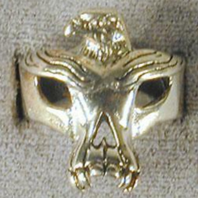 1 DELUXE EAGLE DUAL SKULL HEAD SILVER BIKER RING BR202 mens jewelry RINGS NEW