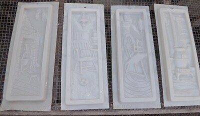 4 Old Time Scenes #2 Deep Flex Plastic PlasterParis Chalkware Mold Wall Hanging