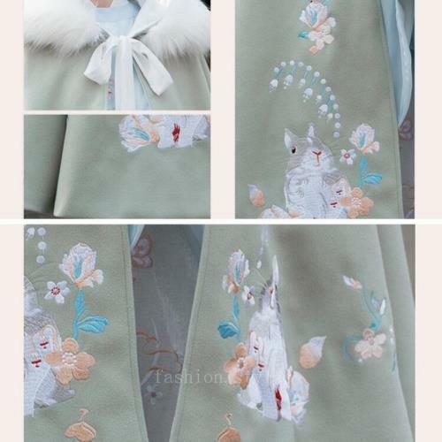 Women's Hanfu Cloak Coat Embroidery Hooded Warm Winter Chinese Style Jackets L - Bild 9 von 18