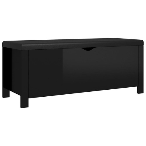 vidaXL Storage Box with Cushion High Gloss Black 105x40x45 cm Engineered Woo HEE - Picture 2 of 7