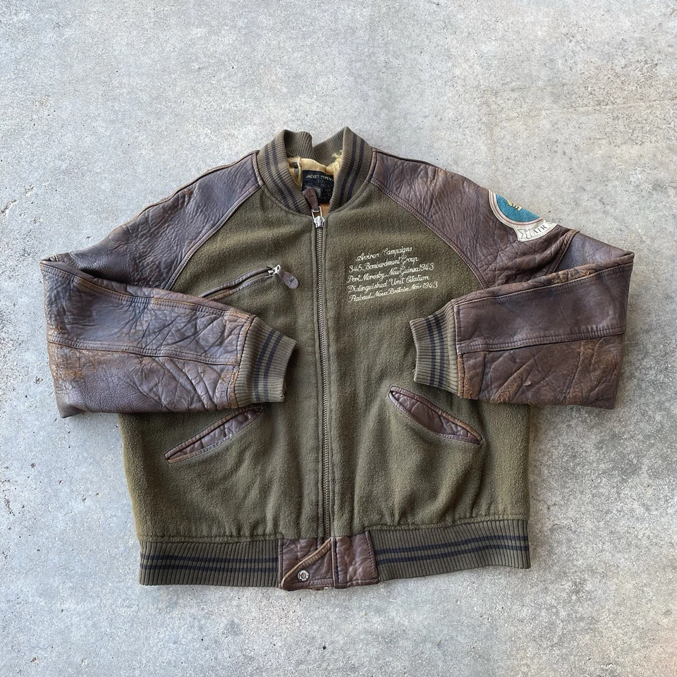 Avirex Leather Jacket Mens MD Brown G-2 Bomber Zip Up Air Apache Wool Military - Image 2 of 4