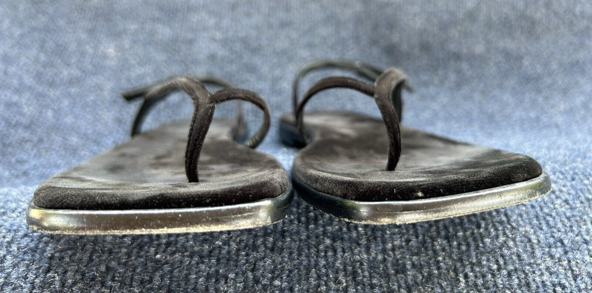THE ROW Constance Black Velvet Slingback Flat Sandals 37.5 THE ROW Constance Black Velvet Slingback Flat Sandals 37.5