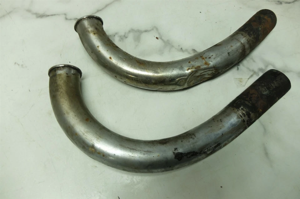 65 Yamaha YJ2 YJ 2 28 Y28 60 Silenciador Tubo Escape Cabezales Derecho Izquierdo Juego Foto 3 de 4