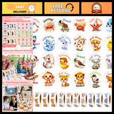 6000PCS Motivational Animal Reward Stickers for Kids - Bulk 1 Inch Classroom Inc