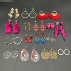 Fashion Costume Jewelry Earring Lot of 16 Pairs Boho Rocker Statement Tassels — photo 1