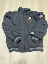 Vintage 90s Miami Dolphins Jacket Mens Small Black NFL Football Starter NO Hood