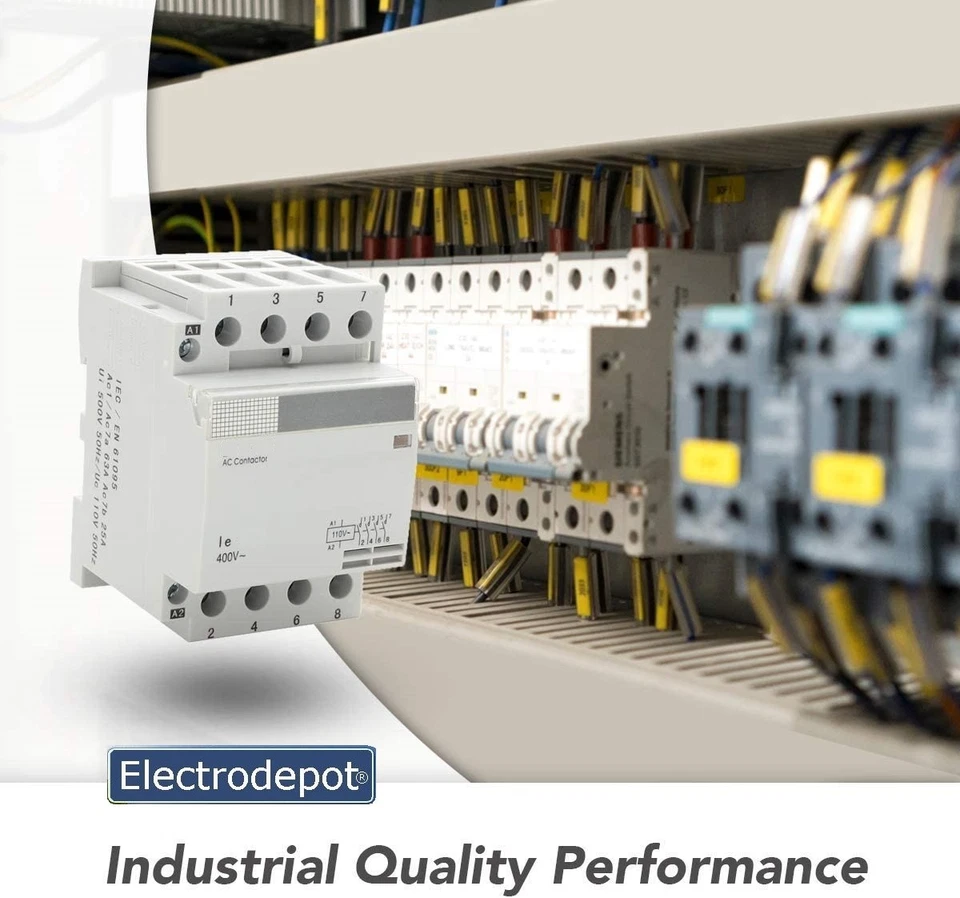 40A Contactor 4 Pole 50A N/O Silent Coil 120VAC Aux Contact NO/NC FREE DIN Rail - Image 4 of 4
