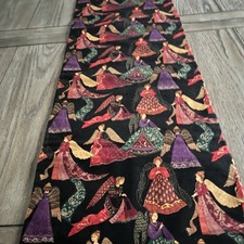 Vintage Colorful Table runner & 8 Napkins Angel Figures On Black Background
