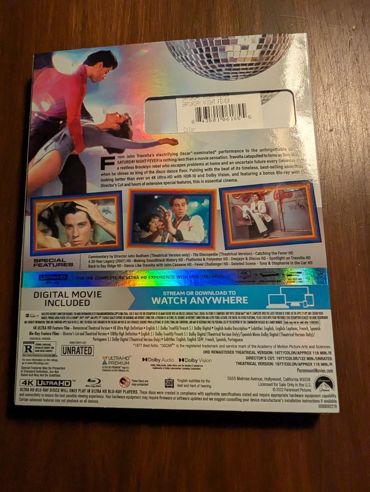 Saturday Night Fever [New 4K UHD+ Blu-ray+Digital] w/Slipcover- Ships in Box! Foto 3 de 4
