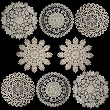 8 Pcs 6" Cotton Lace Doilies Crochet Coasters Round Rustic Table Decor Beige