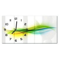 Glas-Wanduhr Glasuhr Im Querformat Wellenabstraktion Schwarze Zeiger 60X30 Cm
