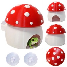 3D Red Mushroom House Reptile Hides and Caves, Reptile Hideout Shelter for Ge...