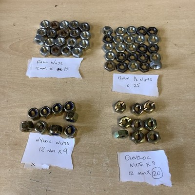 Auswahl M12 x 62 MUTTERN Stahl BZP verzinkt Muttern, Nyloc & Cleveloc - Top Preis