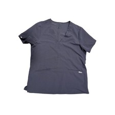 FIGS Casma Scrub Top Womens Large Charcoal Grey V-Neck Technical Collection