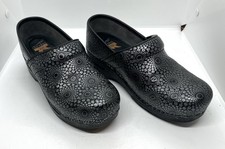 Dansko XP Pro Medallion Embossed Clogs Women  s 36 US 6 Black Leather Shoes