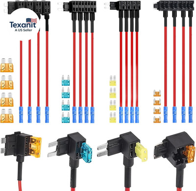 16 Pack 4 Types 12V Car Add-A-Circuit Fuse Tap Adapter,Standard Mini Micro2 and