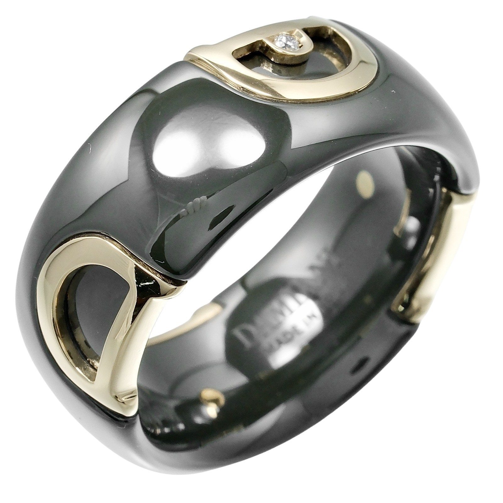 Damiani D Icon Ring K18 White Gold Ceramic And Diamond Green Ceramic Jewelry Pre-Owned 1074$