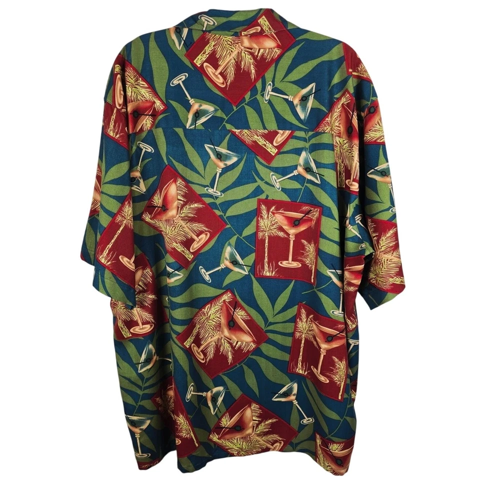 Banana Cabana мартини пальма дерево новинка печати 100% шелк Мужская рубашка XL - Изображение 3 из 4