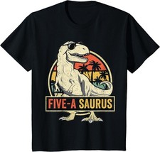 Kids 5 Year Old Dinosaur Birthday 5th T Rex Dino Five Saurus T-Shirt