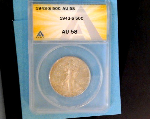 1943-S Walking Liberty .50 Cent ANACS AU 58! Blast White! We Combine Shipping!