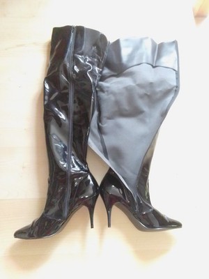 HH High Heels Stiefel Overkneestiefel Lack ,schwarz, ungetragen, Gr.44-47