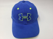 Youth Under Armour S-M Flex Fitted Hat Cap Cotton Blend UA Boys Girls Blue Neon