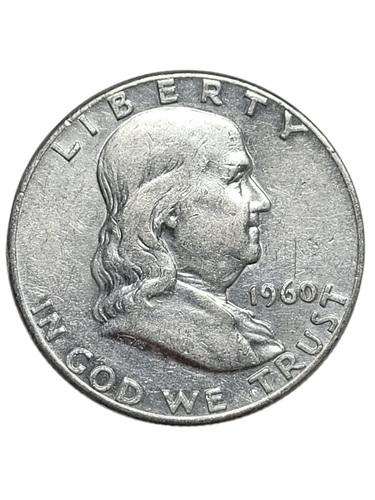 1960 P Franklin Half Dollar 50c U.S. Coin Currency - See Pics - 90% ...