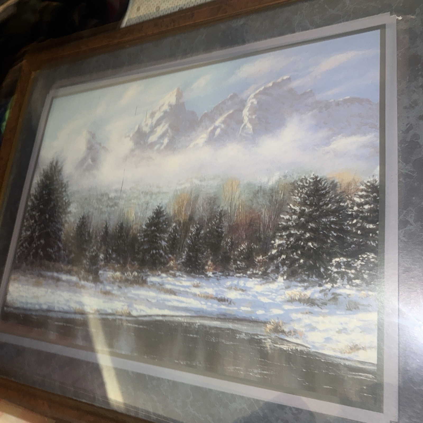 Joe Sambataro Framed Print/Painting Winter Mountain Scene 31 X 25 E192