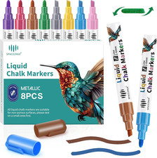 Liquid Chalk Markers Pens with 6Mm Reversible Tips, 8 Colors Dry Erase Wet Era