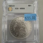 1904 O MORGAN DOLLAR SILVER COIN ICG MS65 Slightly TONED GEM