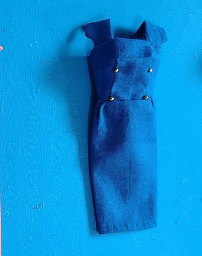 Vintage Look Barbie Dress/Sheath With Gold Buttons, Blue