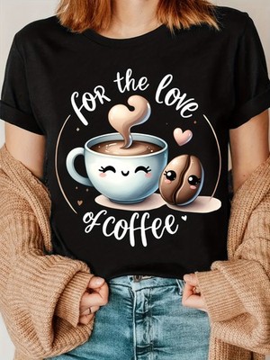 Unisex Coffee Lover Graphic T-Shirt - Funny Coffee Cup & Beans Print with for