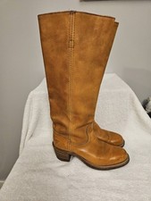 Frye Campus Vtg 80s Boots Women 7 B Sunrise Orange Western Knee High Round Toe