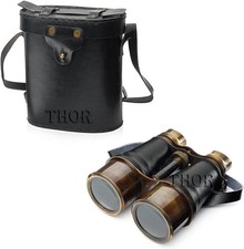 Nautical Vintage Marine Maritime Antique Binocular with Black Leather Box Rustic