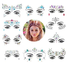 Face Gems, 10 Sets Mermaid Face Jewels Festival Gems Rhinestones Rave Eyes Body 