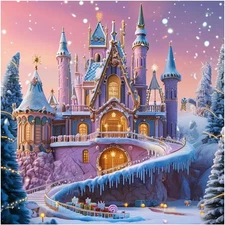 5D Castle Diamond Art Painting Kits for Adults,Christmas Diamond Dots,Winter DIY
