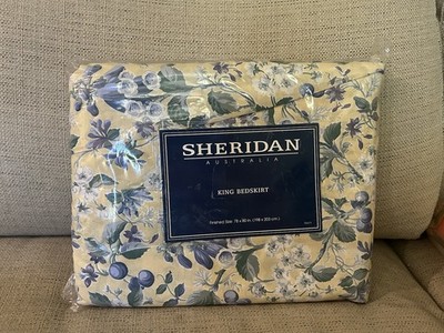 NIP Sheridan Australia BLUEBERRY Floral KING BEDSKIRT 100% Cotton NEW PACKAGE