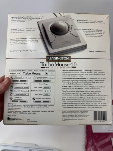 VTG Kensington Turbo Mouse ADB Trackball for Macintosh 64100 Version 4.0 NO CORD - Picture 6 of 8