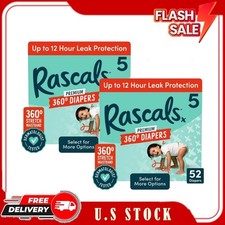  Free Ship 2 Pack Rascals Premium 360 Pull-On Diapers Size 5 52 Count