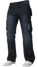 Kruze Mens Combat Jeans Cargo Trousers Denim Heavy Duty Work Pants All 40R