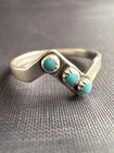 Vintage Bell Trading Post 925 Sterling Silver 3 Stone Turquoise Ring Size 8.25US