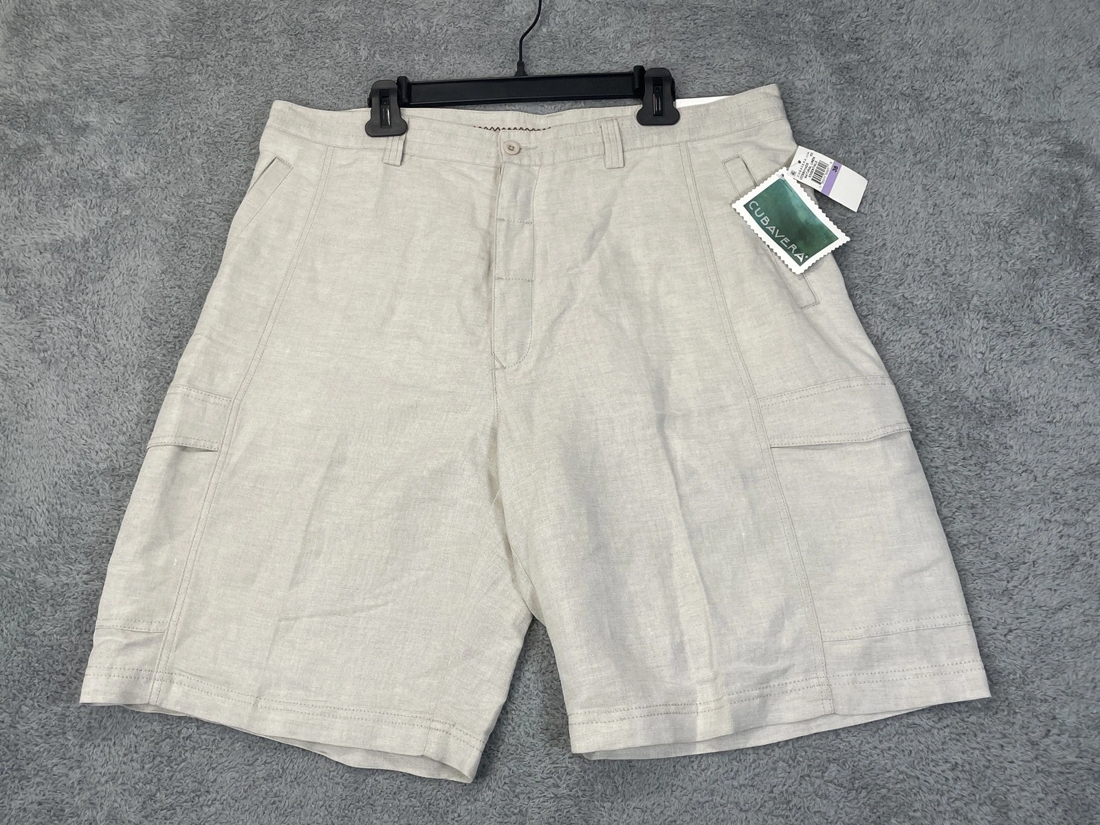 Cubavera Linen Shorts Mens 38 Natural Beige Cargo Lightweight Summer Essentials