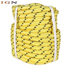 Yellow 1/2" 100' Bull Rope Double Braid Polyester Rope 6180Lbs Breaking Strength